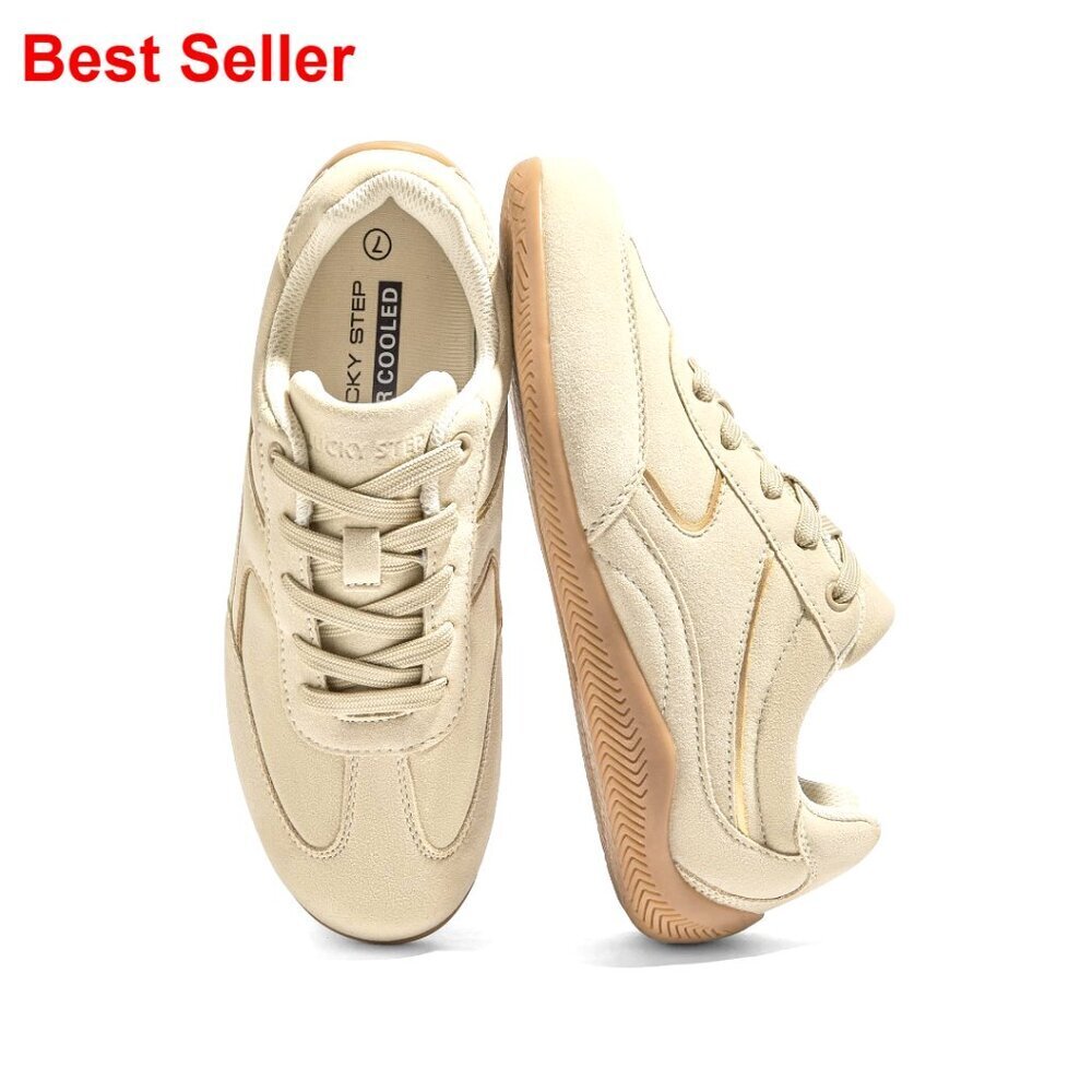 Faux Leather Retro Sneakers Thin Sole Lightweight Running Walking Shoes